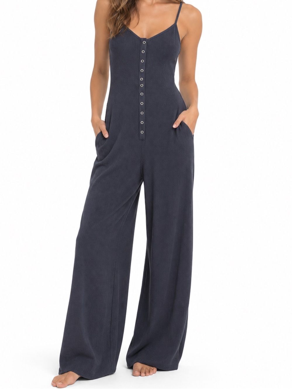 Anthropologie by Anthropologie Blue Gray Wide-Leg Jumpsuit Romper – Size Small